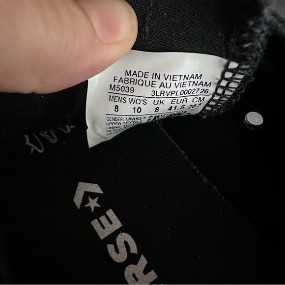 Converse All Star Chuck Taylor Men's 8 Ladies 10 Triple Black Low Top Sneakers - Picture 8 of 9